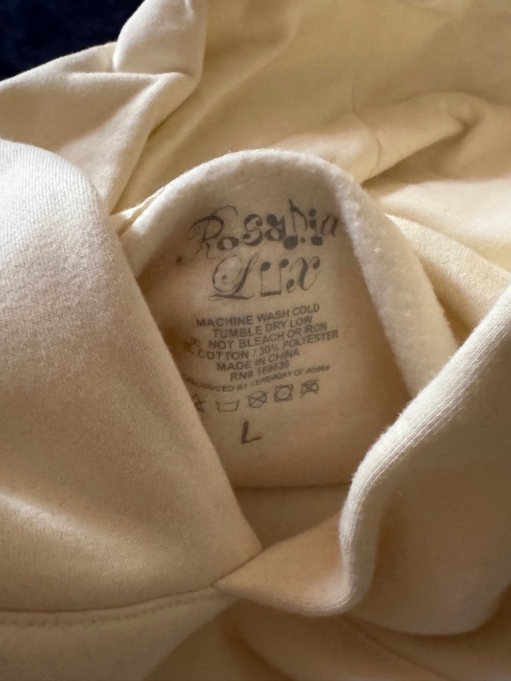 Lux Minimalist Cream Hoodie - Picture 3 of 5